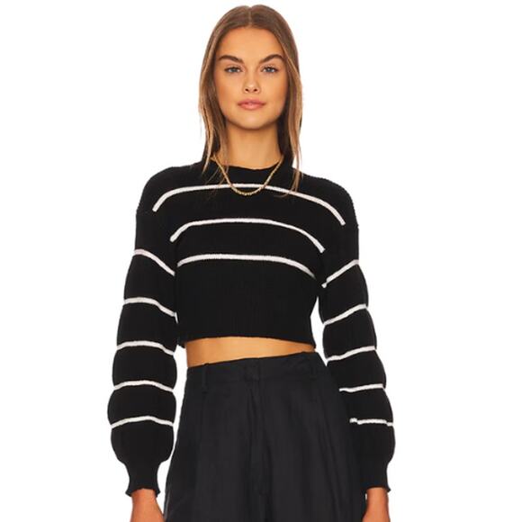 All the Ways Sophia Striped Lightweight Sweater in Black & White – Size Small - Picture 1 of 5